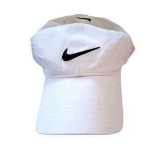 Nike Golf White Adjustable Baseball Cap With Black Swoosh Logo